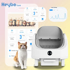 HeyboLux Large Capacity Self Cleaning Cat Litter Box with Safety App Control Odor Free Automatic Smart Open Waste Bin for Cats