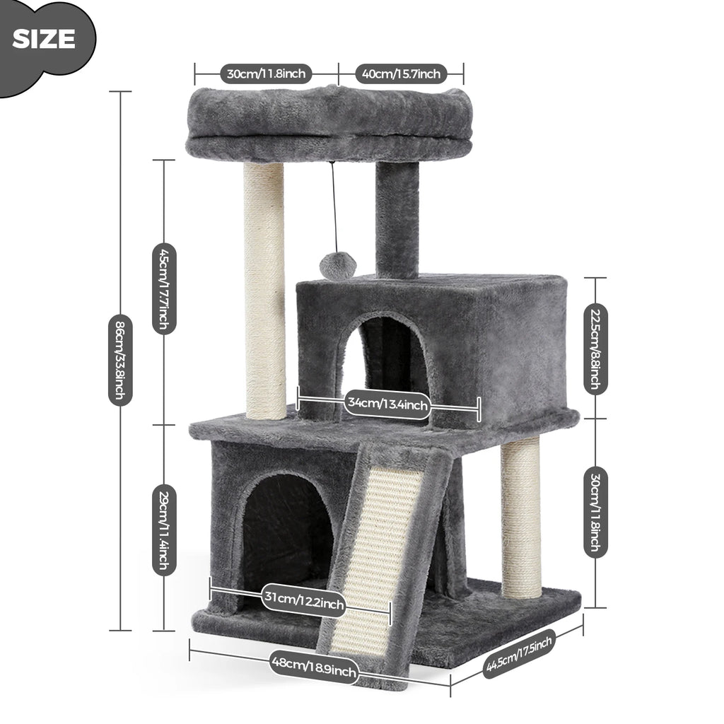 Multi-Level Cat Tree For Cats With Cozy Perches Stable Cat Climbing Frame Cat Scratch Board Toys Cat Furniture